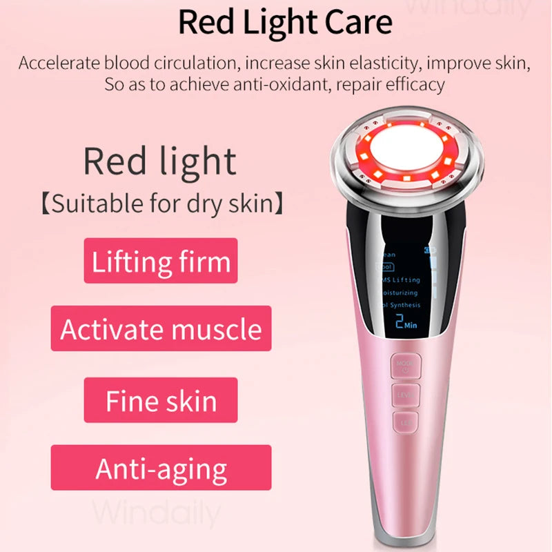 New 5 in 1 EMS Hot Cold Facial Massager LED Light