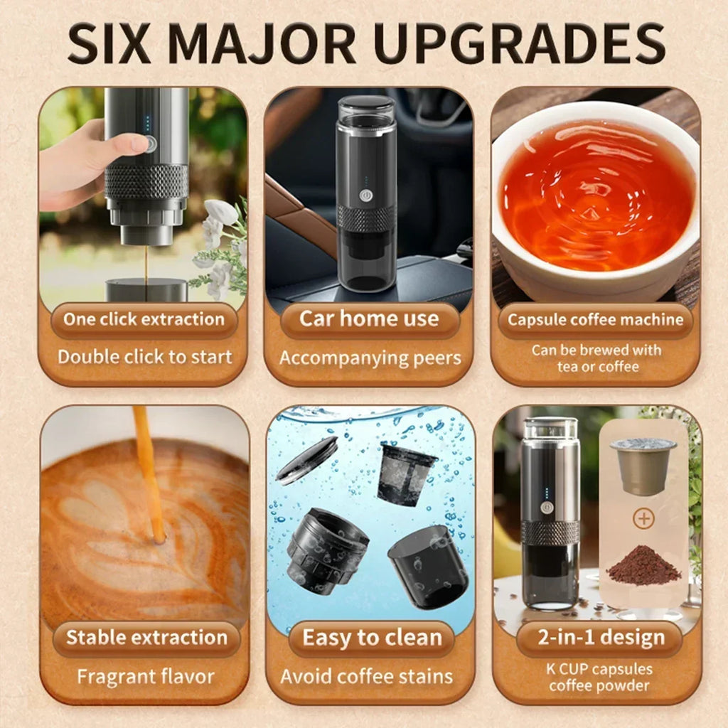 Electric Capsule Grind-and-Brew Coffee Maker Portable Coffee Maker